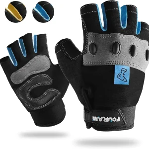 Work gloves Men Fingerless Mechanic Gloves Shock-Grip, Anti-Collision For Men Women