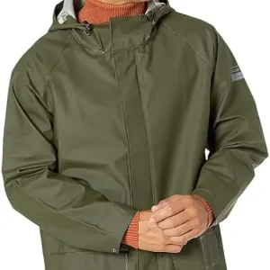 Workwear Mandal Adjustable Waterproof Jackets for Men - Heavy Duty Comfortable PVC-Coated Protective Rain Coat, Army Green - 2XL