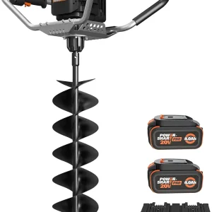 WORX Nitro 40V Brushless Cordless Earth Auger, Electric Post Hole Digger for Fence Posts with Drill Bit 8'', for Garden & Plant, Equivalent to a 45 CC Gas-Auger, Battery and Charger Included, WG865
