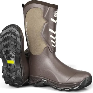 WOVENPAK Rubber Boots for Men, Mens Boots Waterproof Insulated Hunting Boots with Steel Shank, Neoprene Rubber Work Mud Boots Outdoor All Season, Size 6-13