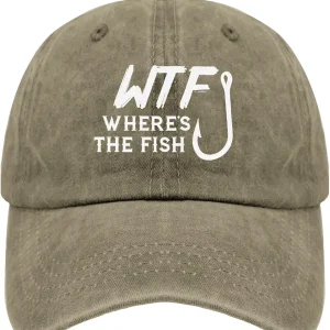 WTF Where's The Fish caps Funny Vintage Cotton Washed Baseball Caps Adjustable Low Profile Dad Hat