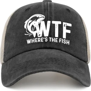WTF Where's The Fish Hat Trucker Hat Men Trendy Mesh Cap for Summer