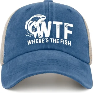 WTF Where's The Fish Hat Trucker Hat Men Trendy Mesh Cap for Summer