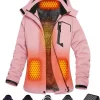 Wulcea Graphene Heated Jacket for Women Fur Lined with Large Capacity Battery Pack
