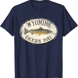 Wyoming Jackson Hole Trout Fish Fly Fishing Vintage T-Shirt