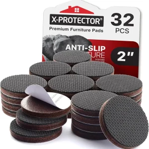 X-Protector Non Slip Furniture Pads for Hardwood Floors 32 PCS 2� - Round Anti Slip Furniture Pads - Self-Adhesive Rubber Furniture Pads Non Slip - Ideal Furniture Stoppers to Prevent Sliding!
