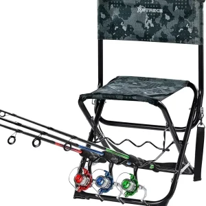 X Strike Fishing Chairs with Rod Holder Outdoor Folding Fishing Stool for Adults Portable Camping Chair for Ice Fishing, Camp, Lawn, Patio, Garden, 330LBS.