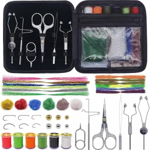 XFISHMAN Fly-Tying-Kit-with-Tools-Materials Fly-tieing-Starter-kit for Fly Fishing Lure Building jig Making Set