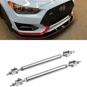 Xotic Tech 2pc Adjustable 8"-11" Front Bumper Lip Splitter Diffuser Strut Rod Tie Bars Splitter Support Rods Compatible with Most Vehicles [Silver]