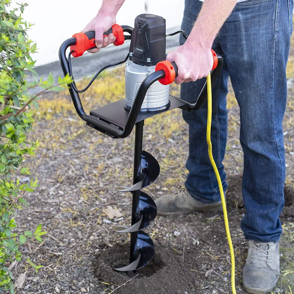 XtremepowerUS 1500W Electric Post Hole Digger Earth Auger Dig Hole Fence Post Hole Digging, Tree Planting with 6" Digging Auger Bit Set, 3/4" Shaft