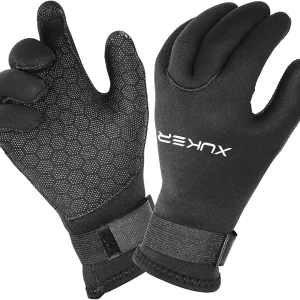 XUKER Water Gloves, 3mm & 5mm Neoprene Five Finger Warm Wetsuit Winter Gloves for Scuba Diving Snorkeling Surfing