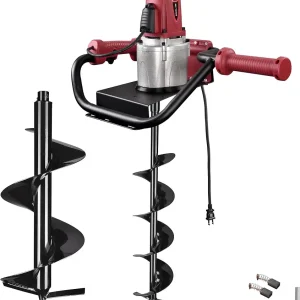 Yeshom 1500W Electric Post Hole Digger Earth Auger Drill 2HP Powerhead 6" 12" Bit Fence Planting Flower