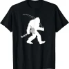 Yeti Bigfoot Ice Fishing T-Shirt, Black, Small, Men's, Short Sleeve, Classic Fit, Casual Classic, Fish Theme, Fishing Occasion