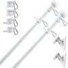 YeYeBest Flag Pole, 5 FT-2PACK Flag Pole Kit for House, 2 No-Tangle Rings Clips, Flag Holder Bracket, Stainless Steel, White