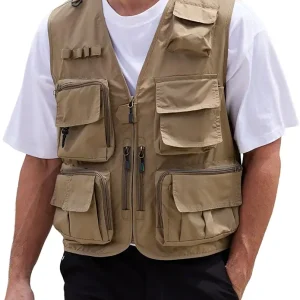 Yimoon Men�s Utility Vest Summer Outdoor Lightweight Cargo Safari Fishing Vests Travel Vest with Pockets