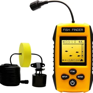 Yoocylii Handheld Fish Finder Portable Fishing Kayak Fishfinder Fish Depth Finder Fishing Gear with Sonar Transducer and LCD Display