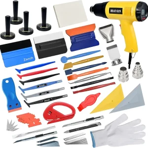 Zanch Vinyl Wrap Tool Kit,Complete Tools for Automotive Vinyl Wrap Film Installation - Deluxe 66pcs Includes Yellow Heat Gun