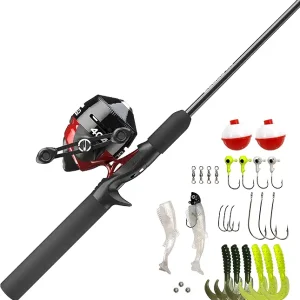 Zebco 404 Spincast Reel and 2-Piece Fishing Rod Combo, Durable Fiberglass Rod with EVA Handle, QuickSet Anti-Reverse Reel with Built-In Bite Alert, Pre-Spooled