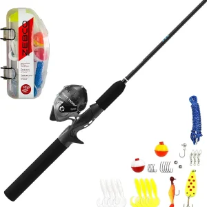 Zebco Ready Tackle Spincast Reel and Fishing Rod Combo, Durable Fiberglass Rod with EVA Handle, Quickset Anti-Reverse Reel, Pre-Spooled with 10 lb Zebco Line, Includes Tackle Pack
