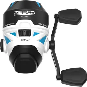 Zebco Roam Spincast Fishing Reel, Right or Left-Hand Retrieve, Pre-Spooled with 10-Pound Zebco Fishing Line, Stainless Steel Front Cover