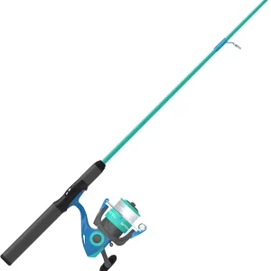 Zebco Spyn 40 Salt Fisher Spinning Reel and Fishing Rod Combo, 6-Foot 6-Inch 2-Piece Telescopic Rod, Med-Heavy Power, Mod-Fast Action, Blue/Green
