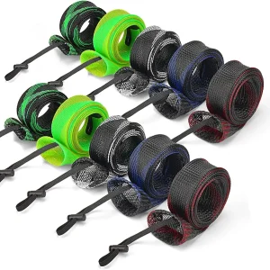 ZHUOHUA 10Pcs Fishing Rod Sleeve Socks Covers 67inches/74.8inches Braided Mesh Rod Protector Pole Gloves Fishing Tools for for Spinning Rod,Casting Rod,Sea Rod, Fly Rod