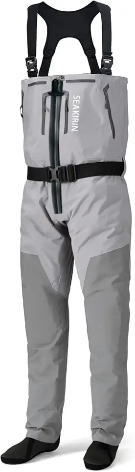 Zip-Front Breathable Chest Fishing Waders Zippered Stockingfoot Waders for Men and Women