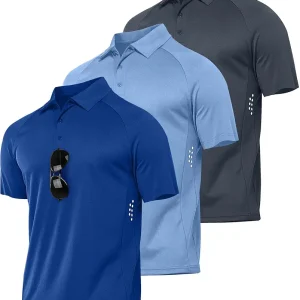ZITY 3 Pack Polo Shirts for Men Cool Dry Outdoor Fishing Athletic Fit Short Sleeve Collared T-Shirts