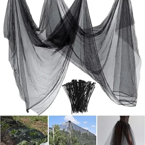 Zonon Mosquito Netting Garden Insect Mesh Netting Garden Patio Mesh Screen Net Fly Insect Bug Bird Net Barrier for Patio Balcony Porch Gazebo Vegetables Fruits Plant Protection(9.84 x 65.62 ft,Black)