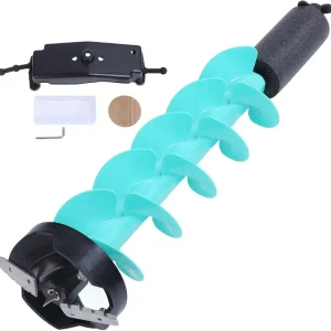 Zunate Ice Auger - 6 Inch Rotating Diameter Ice Fishing Auger Drill Bit with 2 Blades and Locating Device for Deep Ice Waters